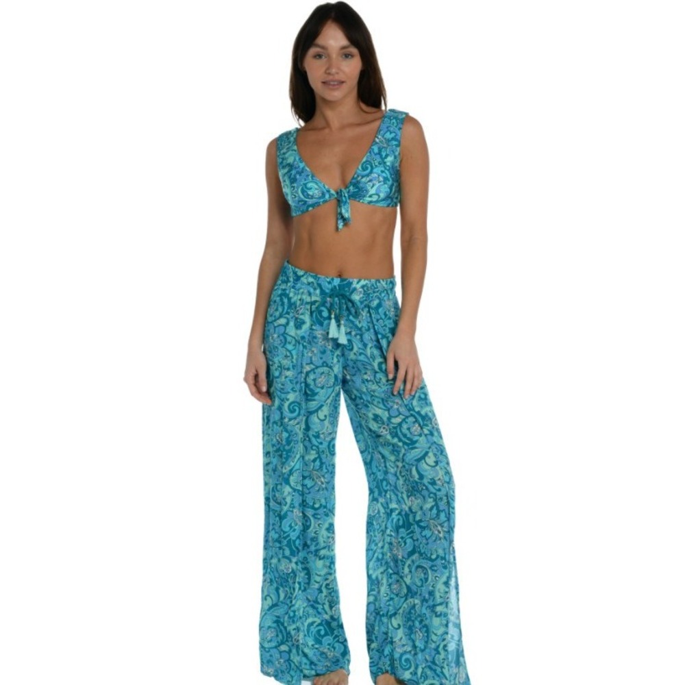 Sunshine 79 NWOT $237 Women's Bohemia Blue Paisley‎ Vacation Beach Pant Small